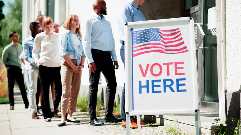 People waiting in line to vote