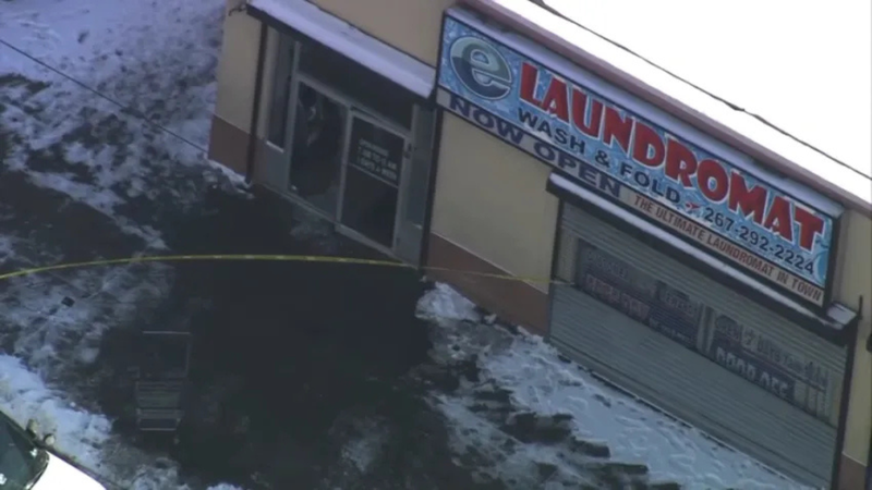 Laundromat in Southwest Philadelphia where two men were injured in a shooting.
