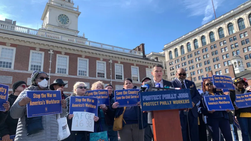 Federal workers take a stand against Trump administration job cuts.