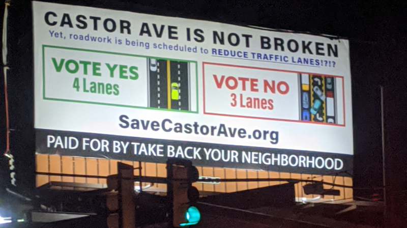 Castor Avenue vote sign