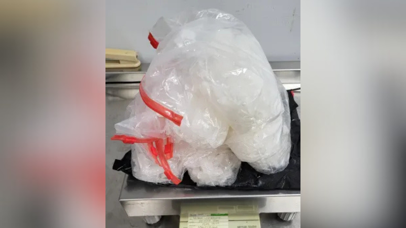 CBP officers seized seven pounds of crystal meth that was destined to the Netherlands.