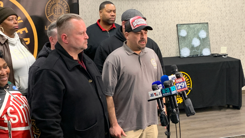 TWU Local 234 President Will Vera at union HQ tells reporters a strike is imminent.