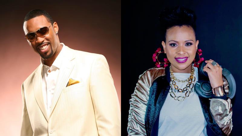 (L To R) "R&B Gospel Singer" Montell Jordan, "Good Vibes" Host DJ. Ms. Ecleptic