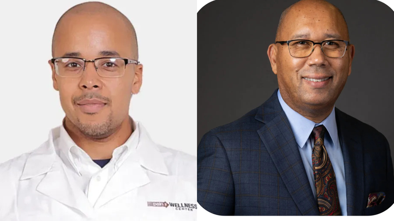 (L To R) "Metro Atlanta Native owner and proprietor of Pain 2 Wellness Chiropractic Center" Dr. Winston Carhee "Chairmen 100 Black Men Of Atlanta" Sidney barron