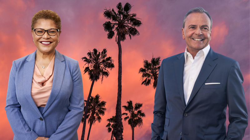 Congresswoman Karen Bass and businessman Rick Caruso.