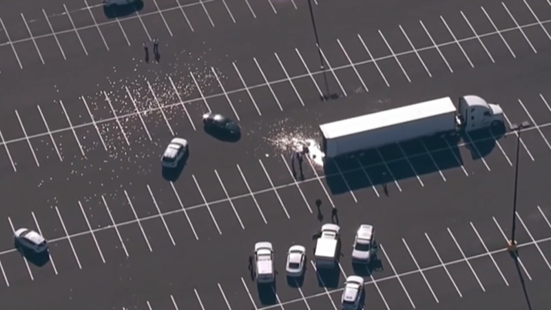 Overview of truck theft near Philadelphia Mills Mall on Friday, April 19.