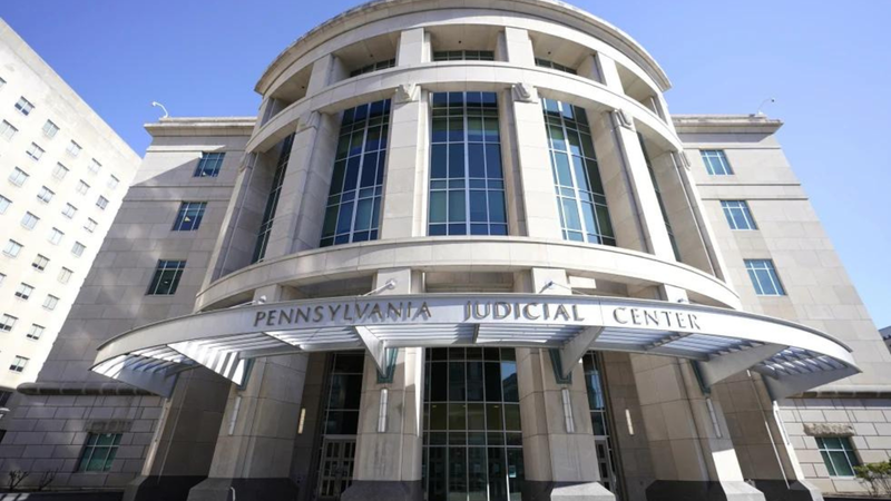An exterior view of the Pennsylvania Judicial Center, home to the Commonwealth Court in Harrisburg, Pa.