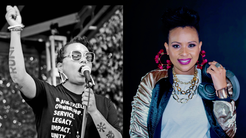 (L To R) "2024 Grammy Nominated Artist" Queen Sheba "Good Vibes" Host DJ. Ms. Eclectic