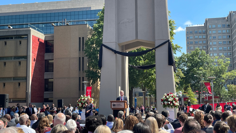 Richard Englert speaks at the Bell Tower during JoAnne Epps' vigil on Wednesday, Sept. 20, 2023.