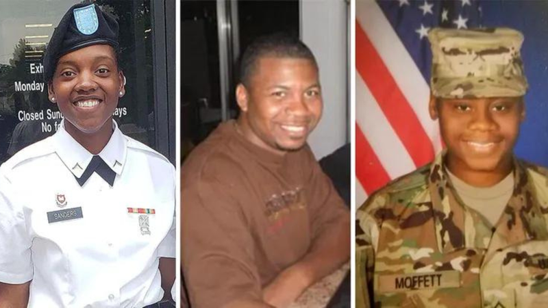 Spc. Kennedy Sanders, Spc. Breonna Moffett and Sgt. William Jerome Rivers. 