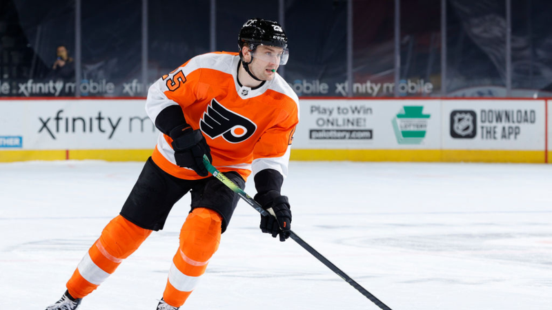 - FEBRUARY 18: James van Riemsdyk #25 of the Philadelphia Flyers prepares for a penalty shot during a shootout against the New York Rangers at Wells Fargo Center on February 18, 2021 in Philadelphia, Pennsylvania