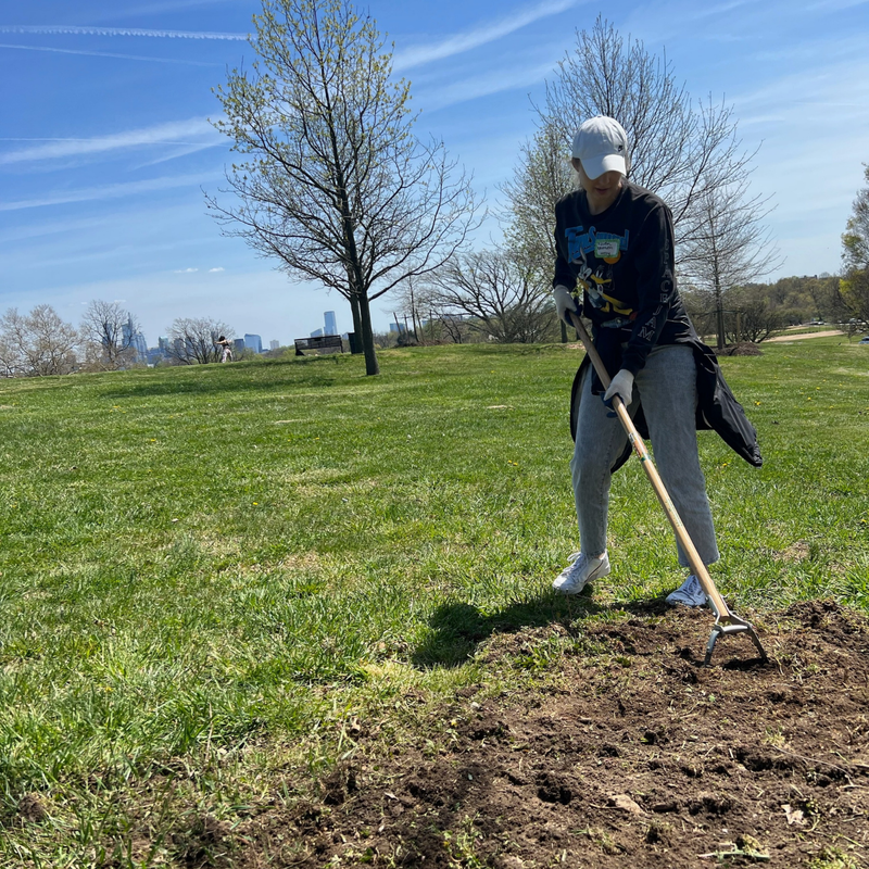 Raven from 96.5 TDY cleaning up Fairmount Park for Earth Day