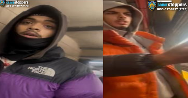 Two men are accusing of slashing one victim and pushing another onto the subway tracks at a Midtown station over the weekend.