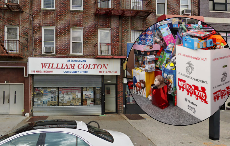 Toys meant to be donated to Toys for Tots were stolen from Brooklyn Assemblyman William Colton's office this week.