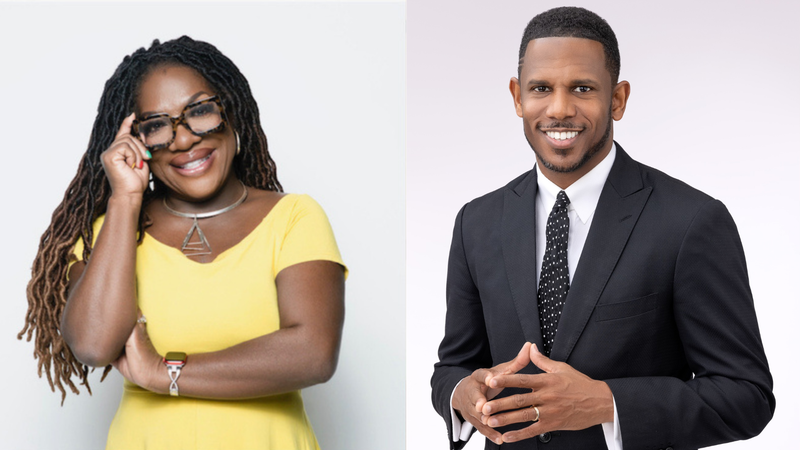 (L TO R ) "Wake Up With Dee Morning Show host" Dr. Dee Dawkins Haigler "Sr. Pastor" Thomas Beavers