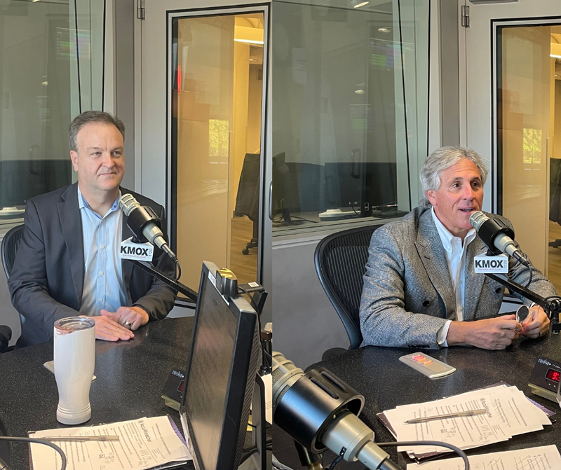 mark mantovani and sam page sitting in kmox studios. 