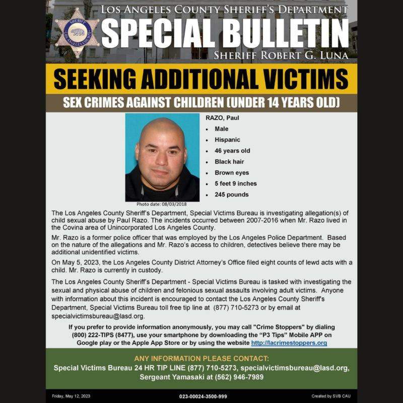 Former LAPD Officer Charged with Lewd Acts on a Child