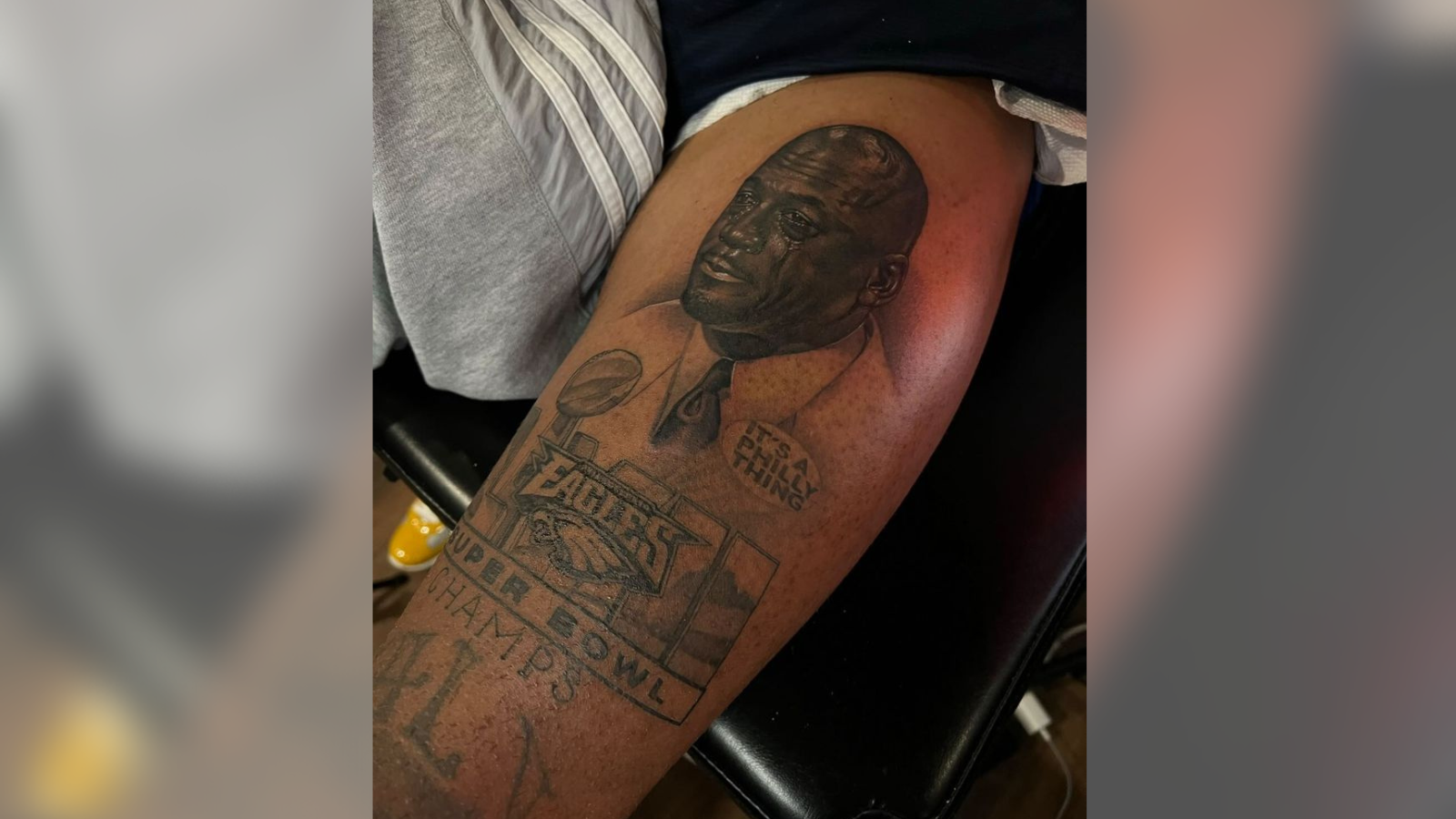 ‘Salty’ Eagles fan finds clever solution to Super Bowl LVII champs tattoo