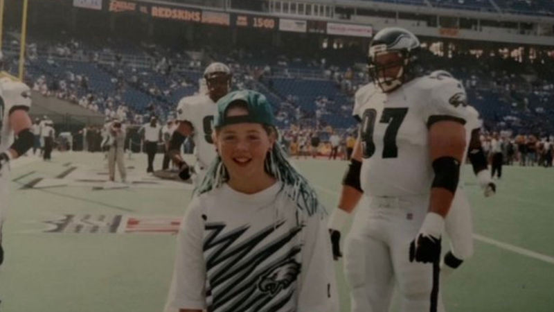 Allison Cawley at the Eagles stadium as a kid