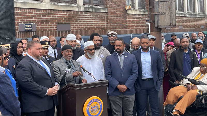 Imam Safiullah Muhammad speaks at a press conference addressing the shooting that happened at an end of Ramadan event in West Philly.