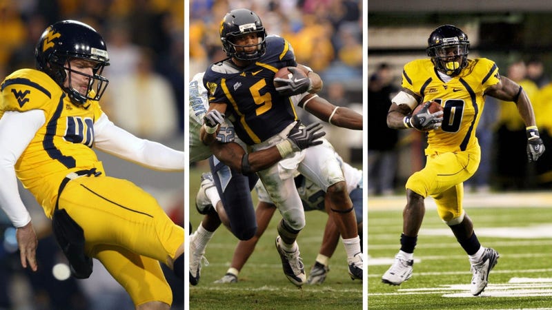 West Virginia players Pat McAfee, Pat White, Steve Slaton