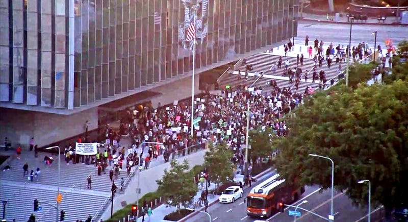 Protesters march through downtown L.A.