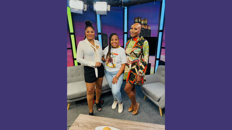 (L To R) "Show Host" Trina Braxton "Good Vibes Host" Dj. Ms. Eclectic "Show Host" Towanda Braxton