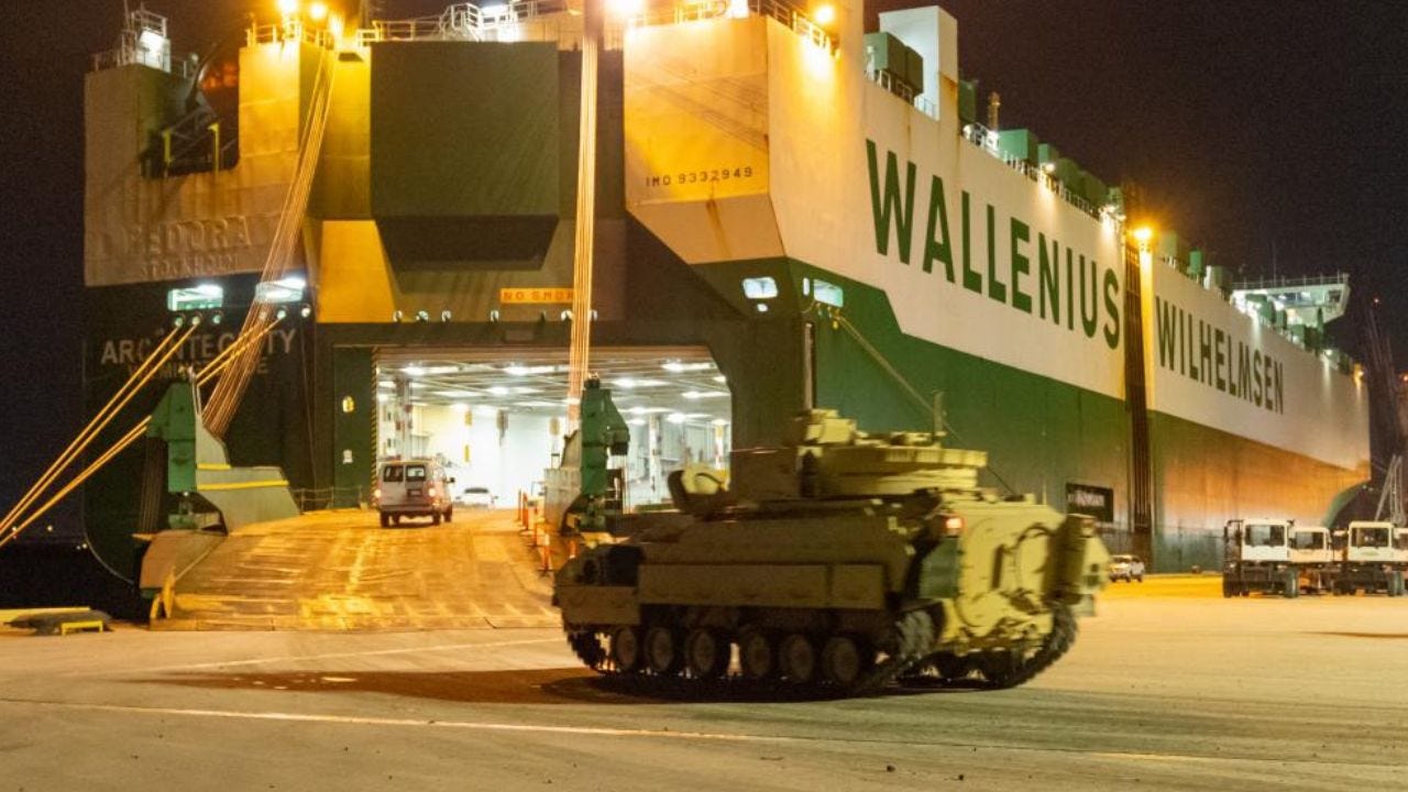 Bradley Fighting Vehicles, along with training package, en route to Ukraine
