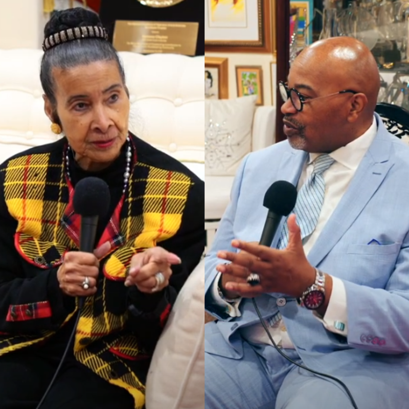 (L To R) *Civil Rights Icon* Xernona Clayton *Too Much Truth* Host Derrick Boazman