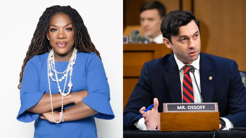 (L TO R) "Wake up with Dee Morning Show" Host Dr. Dee Dawkins Haigler "United States Senator" Jon Ossoff