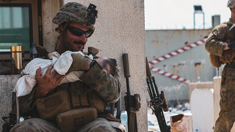 Marine calms infant 