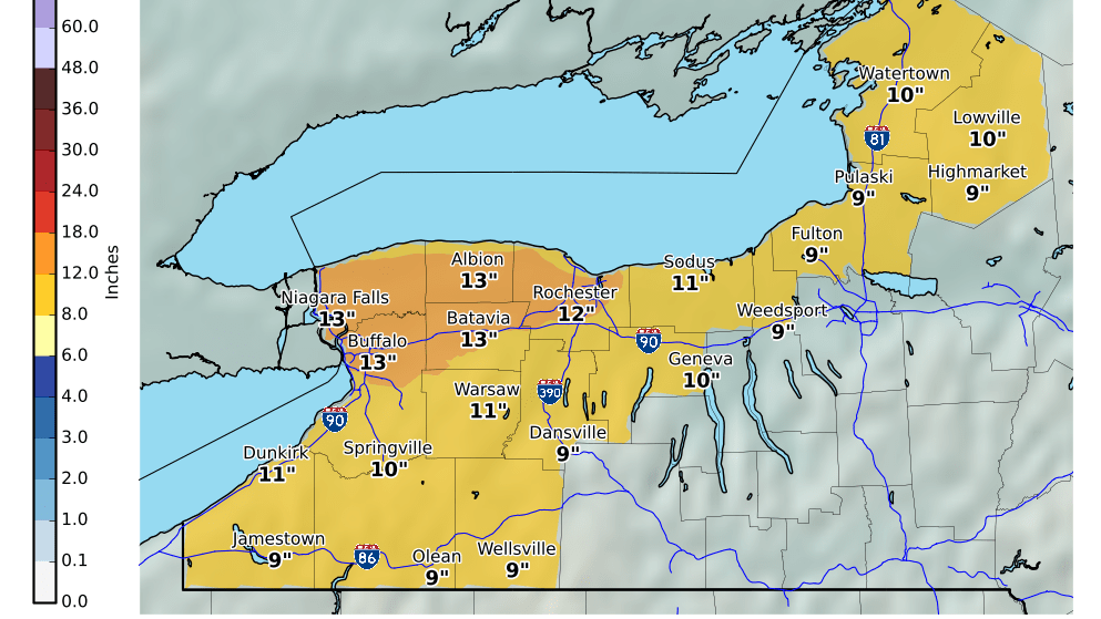 Winter Storm Warning for ALL of WNY with 7 to 14 inches of snow forecast for region