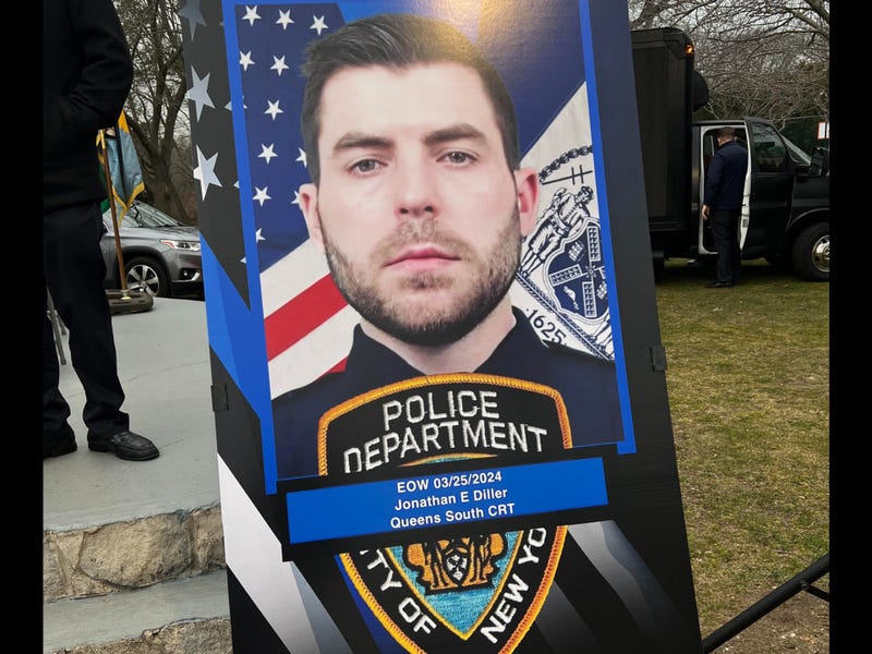 A vigil was held Wednesday for fallen NYPD Officer Jonathan Diller.