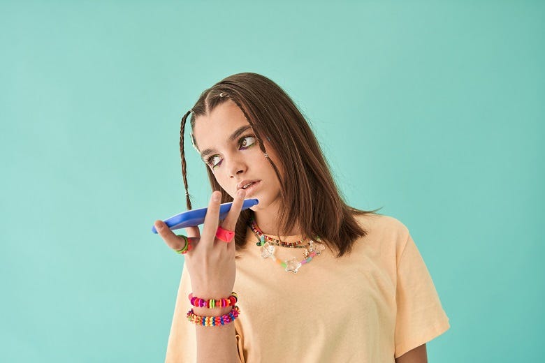 Woman leaving voice mail
