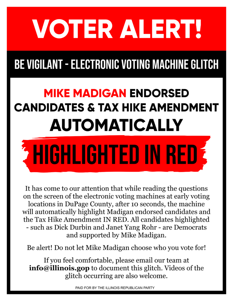 DuPage Voter Fraud Alert flyer