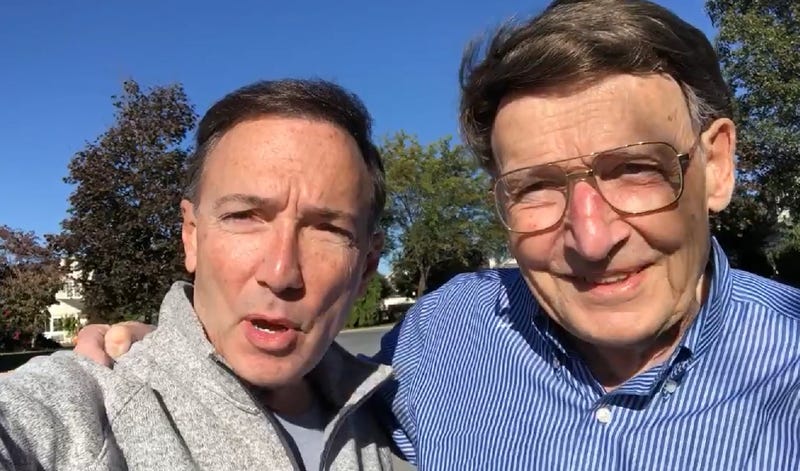 Paul Douglas (left) and his father Volker, who became quite the storyteller on WCCO Radio over the years. Volker passed away earlier in August. He was 94.