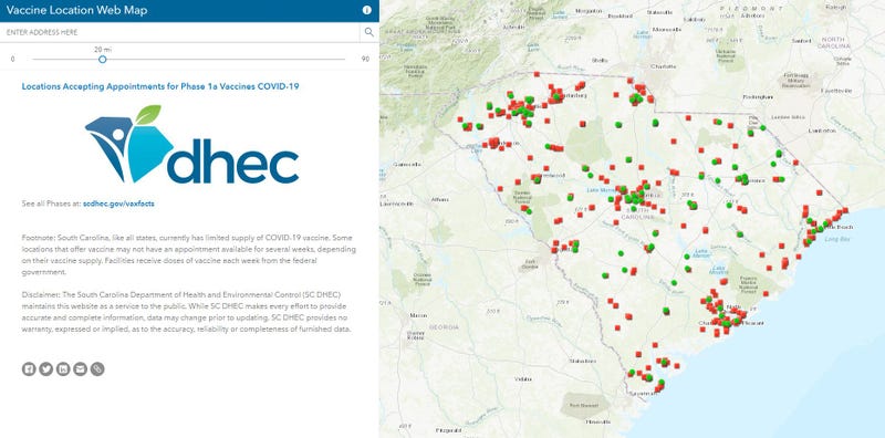Vaccine locator map