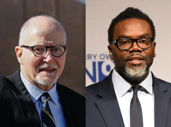 Paul Vallas and Brandon Johnson portraits
