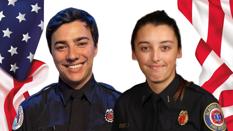 Firefighter-Paramedic Alyssa Hardin and Firefighter-EMT Dominic Morales 
