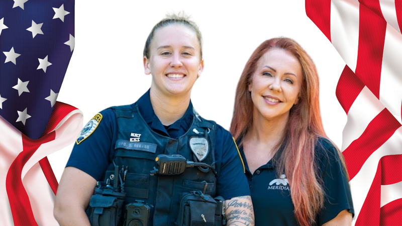 Ofc. Sarah Reeves and Meridian Clinician Allison Lawrence