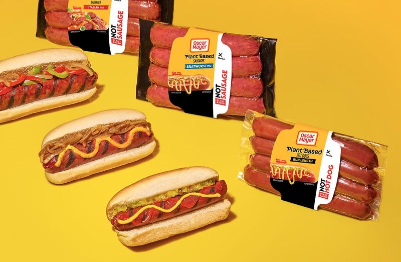 Plant-based NotHotDogs and NotSausages from Oscar Mayer.