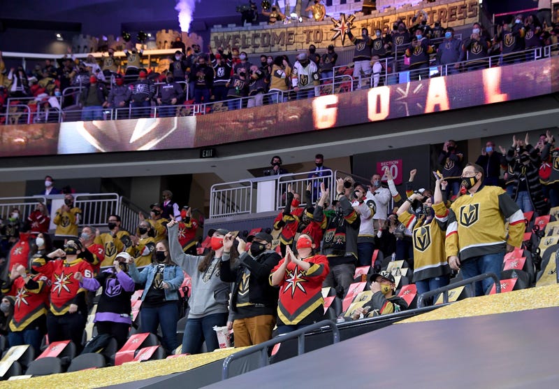 Vegas Golden Knights fans cheer on the team at the T-Mobile Arena