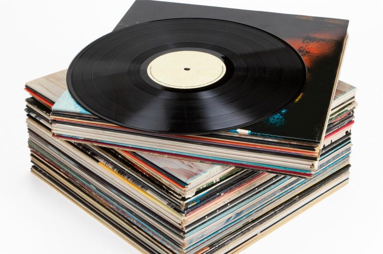 Stack of vinyl records