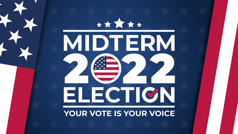 Midterm election day. Vote 2022 in USA, banner design. 