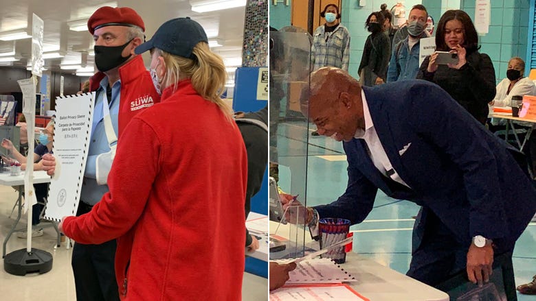 2021 NYC ELECTION UPDATES: Ex-Dem candidate Yang casts ballot, SJP thanks poll workers