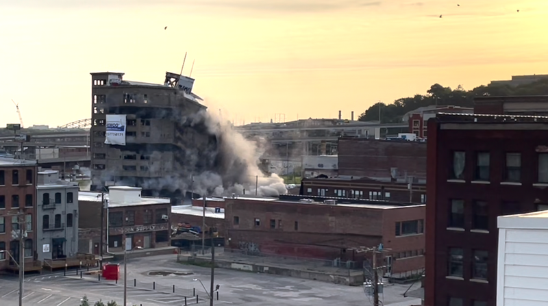 Controlled implosion of a 114-year-old building in the West Bottoms district of Kansas City