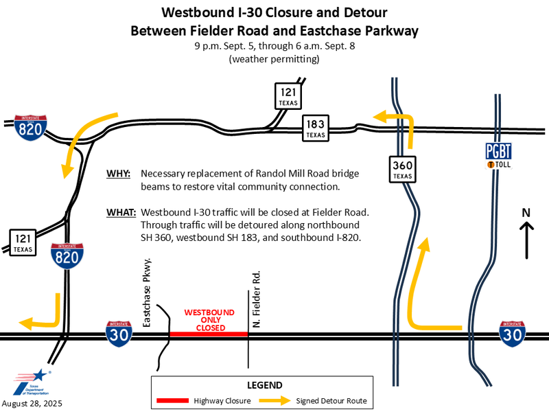 WB I-30 closing this weekend