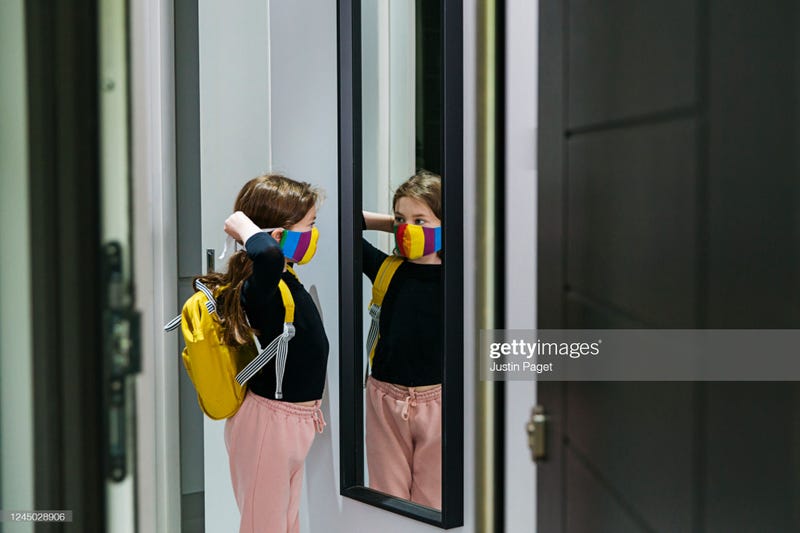 Little girl backpack mask