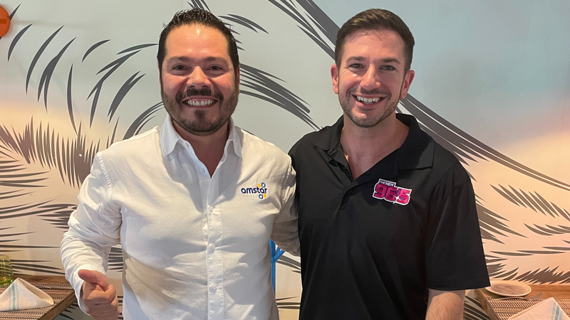 Bennett chats with German Schaub, Director of Marketing & Communications at Amstar