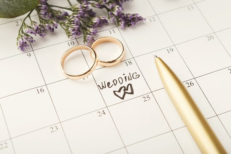 wedding written on calendar 